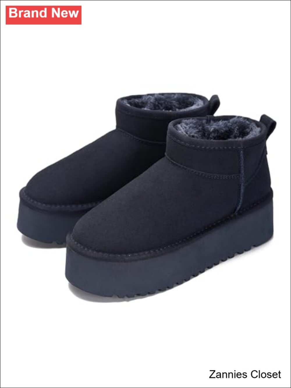✨ Genuine Suede Ankle Boots Waterproof Platform Faux Fur Lined Snow Booties